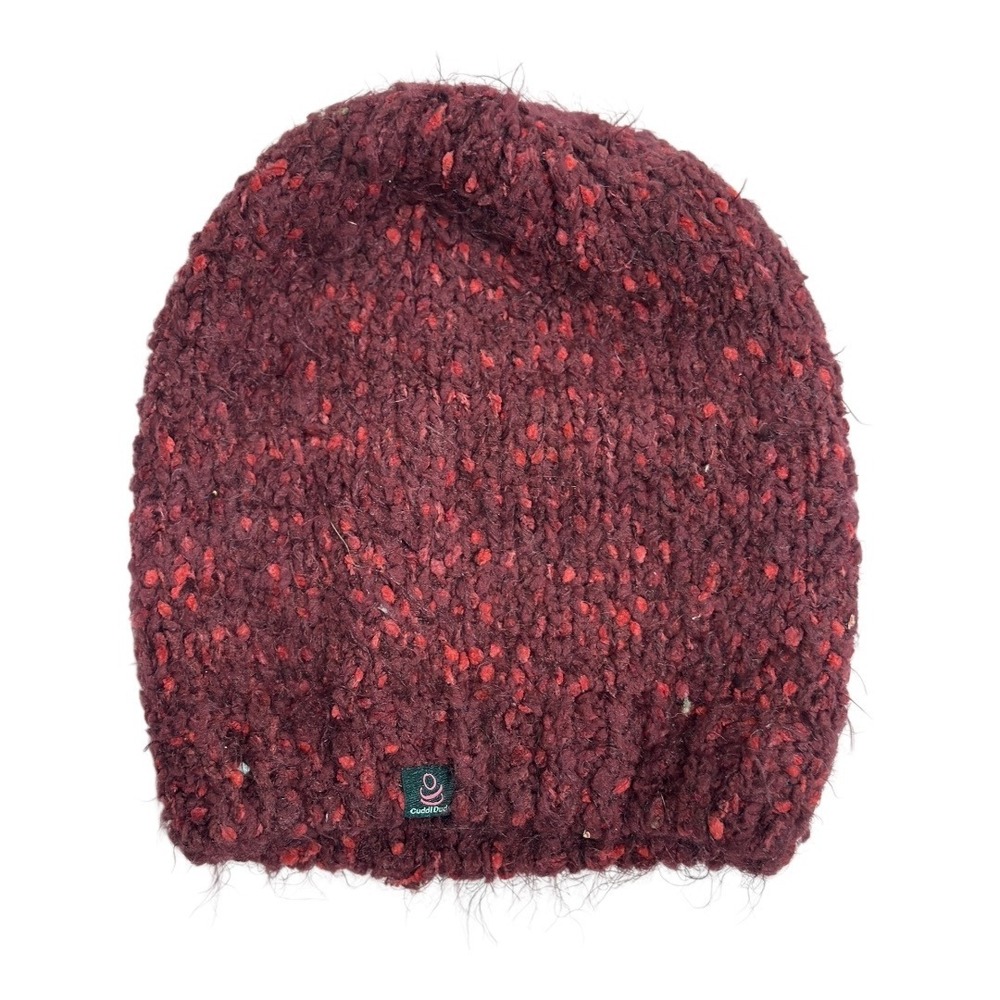 Cuddl Duds Knit Beanie Hat Maroon Red Speckled Cap Winter Warm Accessory
